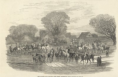 द क्वीन्स स्टैग हाउंड्स: द मीट, आयल्सबरी वाल, &39;द इलस्ट्रेटेड लंदन न्यूज&39; से, 5 दिसंबर 1846 द्वारा एडवर्ड डंकन
