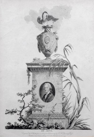 डॉ। थॉमस ऑगस्टाइन अर्ने (1710-78), जेम्स हीथ (1757-1834), 1793 द्वारा उत्कीर्ण (देखें 84546) द्वारा एडवर्ड फ्रांसिस बर्नी
