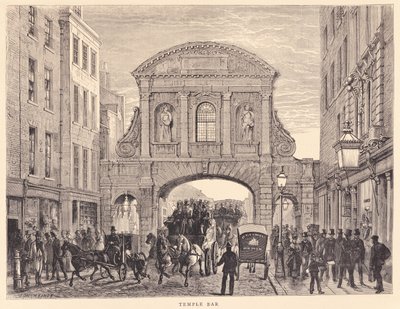 फ्लीट स्ट्रीट में मंदिर बार, c.1870 द्वारा एडवर्ड हेनरी फेहे