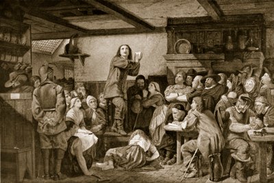 जॉर्ज फॉक्स ने एक सराय में उपदेश दिया, c.1650 द्वारा एडवर्ड हेनरी वेहेंर्ट