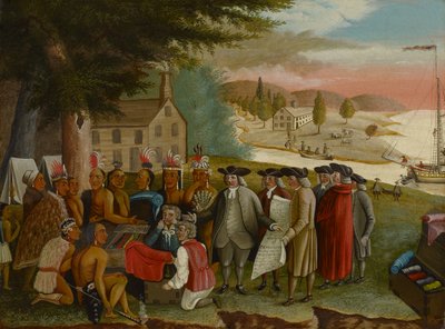 भारतीयों के साथ पेन की संधि, c.1830-40 (कैनवास पर तेल) द्वारा एडवर्ड हिक्स