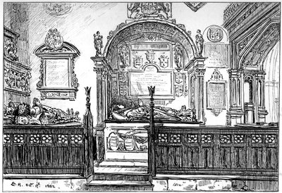 क्लॉप्टन चर्च, स्ट्रैटफ़ोर्ड-ऑन-एवन, वार्विकशायर, 1885 में प्यू। द्वारा एडवर्ड हल