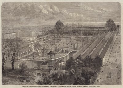 1862 की अंतर्राष्ट्रीय प्रदर्शनी के लिए भवन की वर्तमान स्थिति का दृश्य द्वारा एडवर्ड हल
