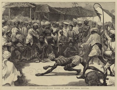 मोहूर्त समारोह में भारतीय रेखाचित्र, मानव टाइगर्स द्वारा एडवर्ड जॉन ग्रेगरी