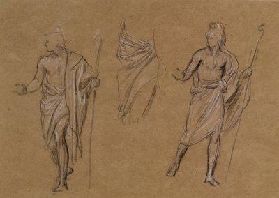 चरवाहों का अध्ययन, c.1875 (कागज पर चाक) द्वारा एडवर्ड जॉन पोयंटर