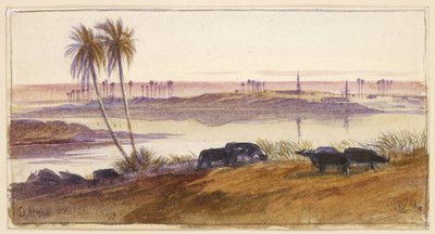 एल होन, मिस्र, 1884 (बॉडी कलर के साथ वाटर कलर और पेन और इंक) द्वारा एडवर्ड लीयर
