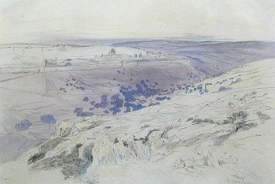 जेरूसलम, 24-28 अप्रैल 1858 (कागज पर कलम, स्याही और पानी के रंग का) द्वारा एडवर्ड लीयर