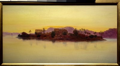 मिस्र में फिलै द्वीप पर सूर्यास्त एडवर्ड लियर द्वारा चित्रकारी (1812-1888) (ec.angl।) 1861 सूर्य। 0,23x0,43 मीटर चान्तिली, मुसी कोंडे द्वारा एडवर्ड लीयर