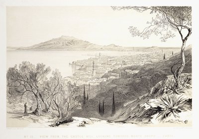 मोंटे स्कोपो, ज़ांटे, 1863 की तलाश में, कैसल हिल से देखें द्वारा एडवर्ड लीयर