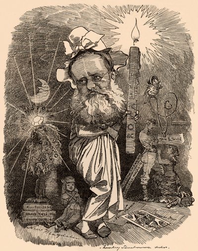 विल्की कॉलिन्स का कार्टून (1824-1889) उपन्यासकार द्वारा एडवर्ड लिनली साम्बूरने