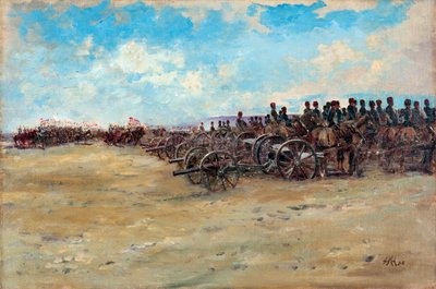 रॉयल हॉर्स आर्टिलरी और लांसर्स, 1898 को बंद करने की प्रतीक्षा कर रहे हैं द्वारा एडवर्ड मैथ्यू हेल