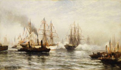 20 जून, 1885, 1885 को न्यूयॉर्क खाड़ी में इसरे का रिसेप्शन द्वारा एडवर्ड पर्सी मोरन