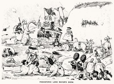 प्रागैतिहासिक लॉर्ड मेयर्स शो, 1894 (कलम और स्याही) द्वारा एडवर्ड टेनीसन रीड