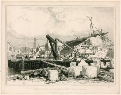 1832 में ओल्ड लंदन ब्रिज का विध्वंस द्वारा एडवर्ड विलियम कुक