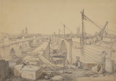 लंदन ब्रिज का निर्माण, 1830 द्वारा एडवर्ड विलियम कुक