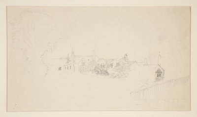 वास्तुकला अध्ययन (रेक्टो); सजावटी रेखाचित्र (पीछे की ओर) द्वारा एडविन ऑस्टिन अभय