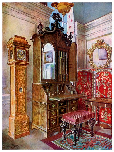 18 वीं शताब्दी के शुरुआती फर्नीचर का एक समूह, 1910। द्वारा एडविन फोली
