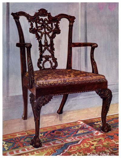 महोगनी आर्मचेयर, चिप्पेंडेल की शैली, 1911-1912। द्वारा एडविन फोली