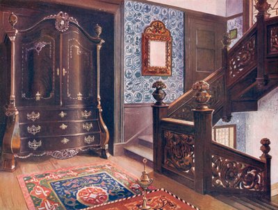 चालित Mounts के साथ नक्काशीदार अखरोट बॉम्बो Armoire द्वारा एडविन जॉन फोले