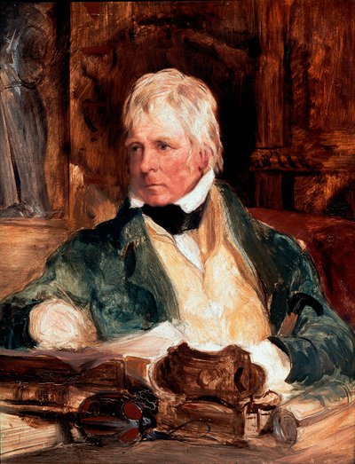 वाल्टर स्कॉट का पोर्ट्रेट (1771-1832), एडविन हेनरी लैंडसीर द्वारा स्कॉटिश लेखक की पेंटिंग (1802-1873) 1824 सन। 29.2 सेमी x 24.1 सेमी लंदन, नेशनल पोर्ट्रेट गैलरी द्वारा एडविन लैंडसीर