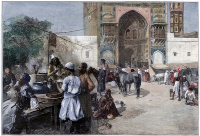 1880 में लाहौर, भारत में एक ओपन-एयर रेस्तरां। द्वारा एडविन लॉर्ड वीक्स