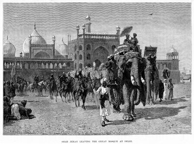 दिल्ली में शाहजहाँ ने महान मस्जिद को छोड़ दिया, c19 वीं शताब्दी। द्वारा एडविन लॉर्ड वीक्स