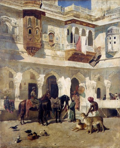 द हंट ऑन द हंट, c.1885 (तेल कैनवस पर) द्वारा एडविन लॉर्ड वीक्स