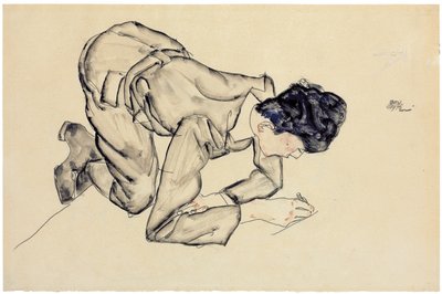 फर्श पर एरच लेडरर ड्राइंग, 1912 द्वारा इगोन शीले