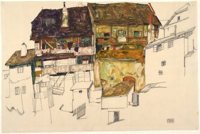 क्रुमाउ में पुराने मकान, 1914 द्वारा Egon Schiele