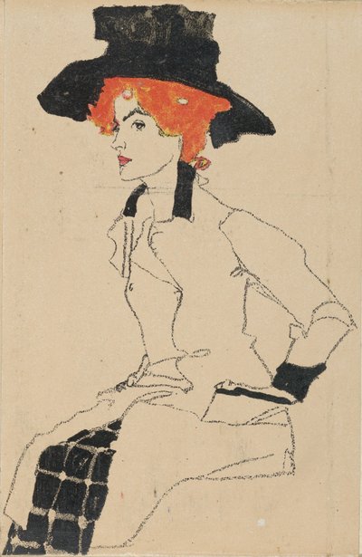 एक महिला का चित्रण, 1910। द्वारा Egon Schiele