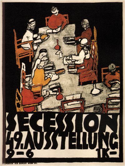 वियना सेकेंड 49 वीं प्रदर्शनी, 1918 के लिए पोस्टर द्वारा Egon Schiele