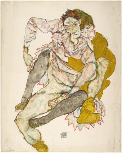 बैठा युगल, 1915 द्वारा इगोन शीले