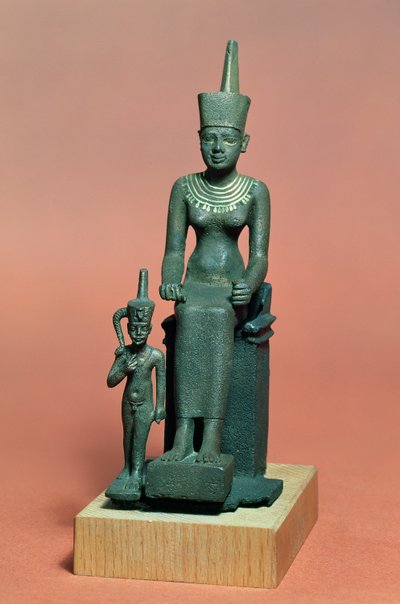 आइसिस और होरस के कांस्य (कांस्य) द्वारा Egyptian