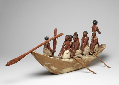 खीटी (बेनी हसन) मध्य साम्राज्य, C.2010 ईसा पूर्व - 1950 ई.पू. (चित्रित लकड़ी और लिनन) के मकबरे से मॉडल नौकायन नाव द्वारा Egyptian 12th Dynasty