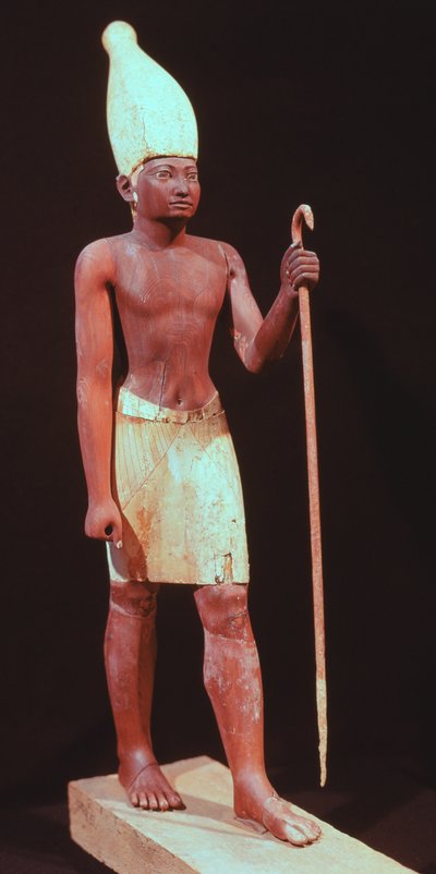 व्हाइट क्राउन (चित्रित देवदार) के साथ सेसोस्ट्रिस I (1971-28 ईसा पूर्व) की मूर्ति द्वारा Egyptian 12th Dynasty