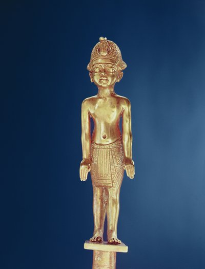 तूतनखामुन के मकबरे से राजा का चित्र (c.1370-1352 ईसा पूर्व) न्यू किंगडम (सोना) द्वारा Egyptian 18th Dynasty