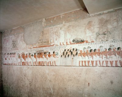 रैमोज, न्यू किंगडम के मकबरे का इंटीरियर, c.1360 ईसा पूर्व (दीवार पेंटिंग) द्वारा Egyptian 18th Dynasty