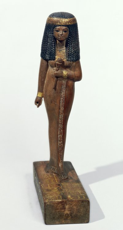 लेडी नाय की प्रतिमा, न्यू किंगडम (सोने के लिबास के साथ पाइनवुड) द्वारा Egyptian 18th Dynasty
