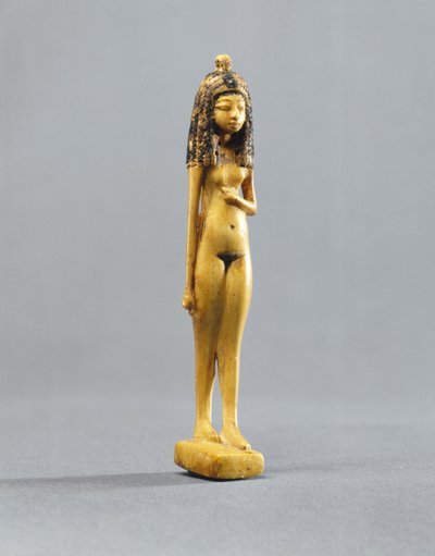 न्यूड लड़की का स्टैच्यू, न्यू किंगडम, c.1390-1353 ईसा पूर्व (चित्रित हाथी दांत) द्वारा Egyptian 18th Dynasty