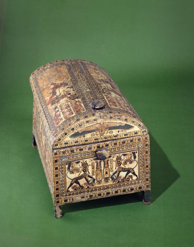 तूतनखामन चेस्ट, न्यू किंगडम, c.1340 ईसा पूर्व (चित्रित लकड़ी) द्वारा Egyptian 18th Dynasty