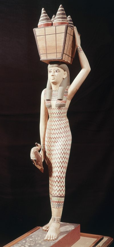 नारी का प्रसाद, न्यू किंगडम (चित्रित लकड़ी) द्वारा Egyptian 18th Dynasty