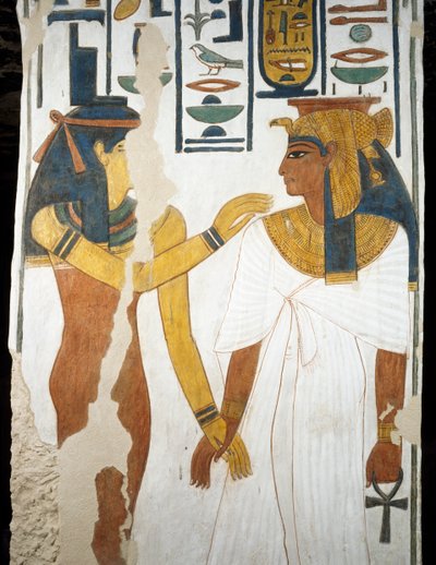 Nefertari, Nefertari के मकबरे के दूसरे कक्ष में भित्तिचित्रों से विस्तार, क्वींस की घाटी, लक्सर, थेब्स (यूनेस्को विश्व विरासत सूची) द्वारा मिस्र का 19 वां राजवंश