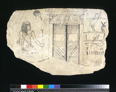 ओस्ट्रकॉन, न्यू किंगडम, c.1295-c.1186 ईसा पूर्व (चित्रित चूना पत्थर) द्वारा Egyptian 19th Dynasty
