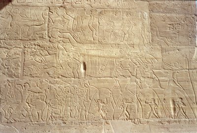 ग्रेट हाईपोस्टाइल हॉल, न्यू किंगडम, C.1297-1185 ई.पू. से मिस्र के सैनिकों को राहत देते हुए दापुर के हित्ती शहर में तूफान द्वारा Egyptian 19th Dynasty