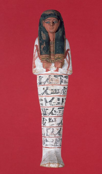 शबती आकृति, न्यू किंगडम (चित्रित लकड़ी) द्वारा Egyptian 19th Dynasty
