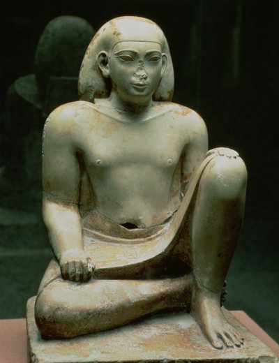 बेस के क्राउचिंग चित्र (चूना पत्थर) द्वारा मिस्र का 26 वां राजवंश