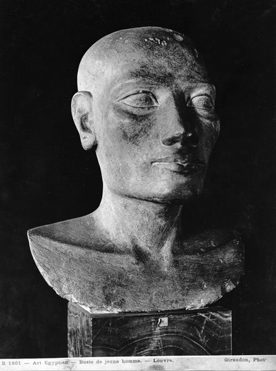 एक आदमी का सिर, साल्ट हेड (चित्रित चूना पत्थर) द्वारा Egyptian 4th Dynasty