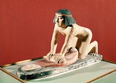 अनाज पीसने वाली महिला का मॉडल, ओल्ड किंगडम (पॉलीक्रोम स्टोन) द्वारा Egyptian 5th Dynasty