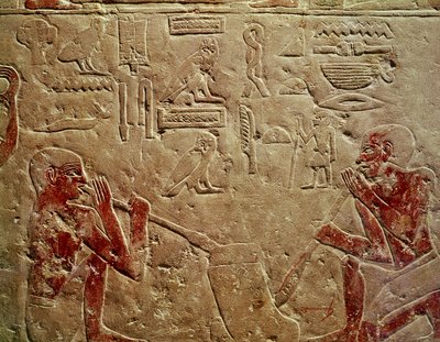 केमरेहु, सककारा, ओल्ड किंगडम, c.2325 ईसा पूर्व (चित्रित चूना पत्थर) के मस्तबा से ग्लास ब्लोअर का चित्र द्वारा Egyptian 6th Dynasty