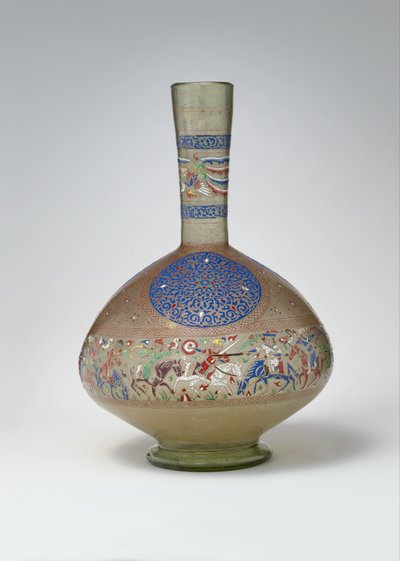 तामचीनी और सोने का पानी चढ़ा बोतल, c.1270-99 (ग्लास) द्वारा मिस्र का स्कूल